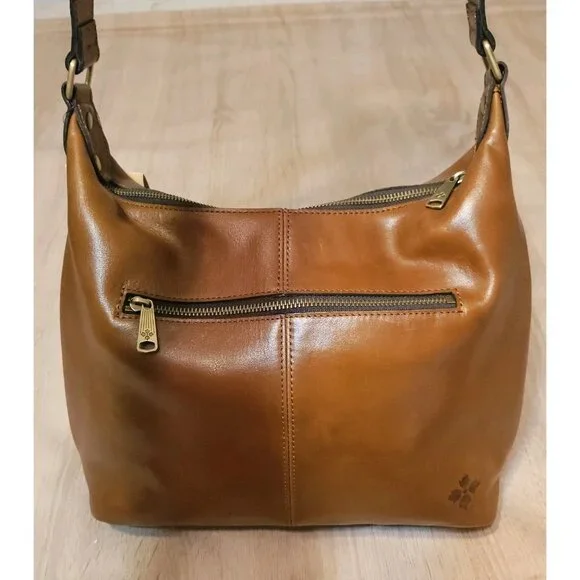 Patricia Nash Winnett Vintage Distressed Woven Leather Hobo Bag Cognac-NWT - Picture 6 of 12